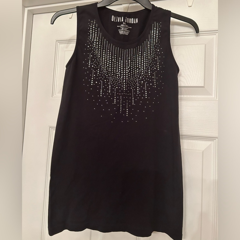 Olivia Jordan Black Bedazzled Tank Top Size M/L
